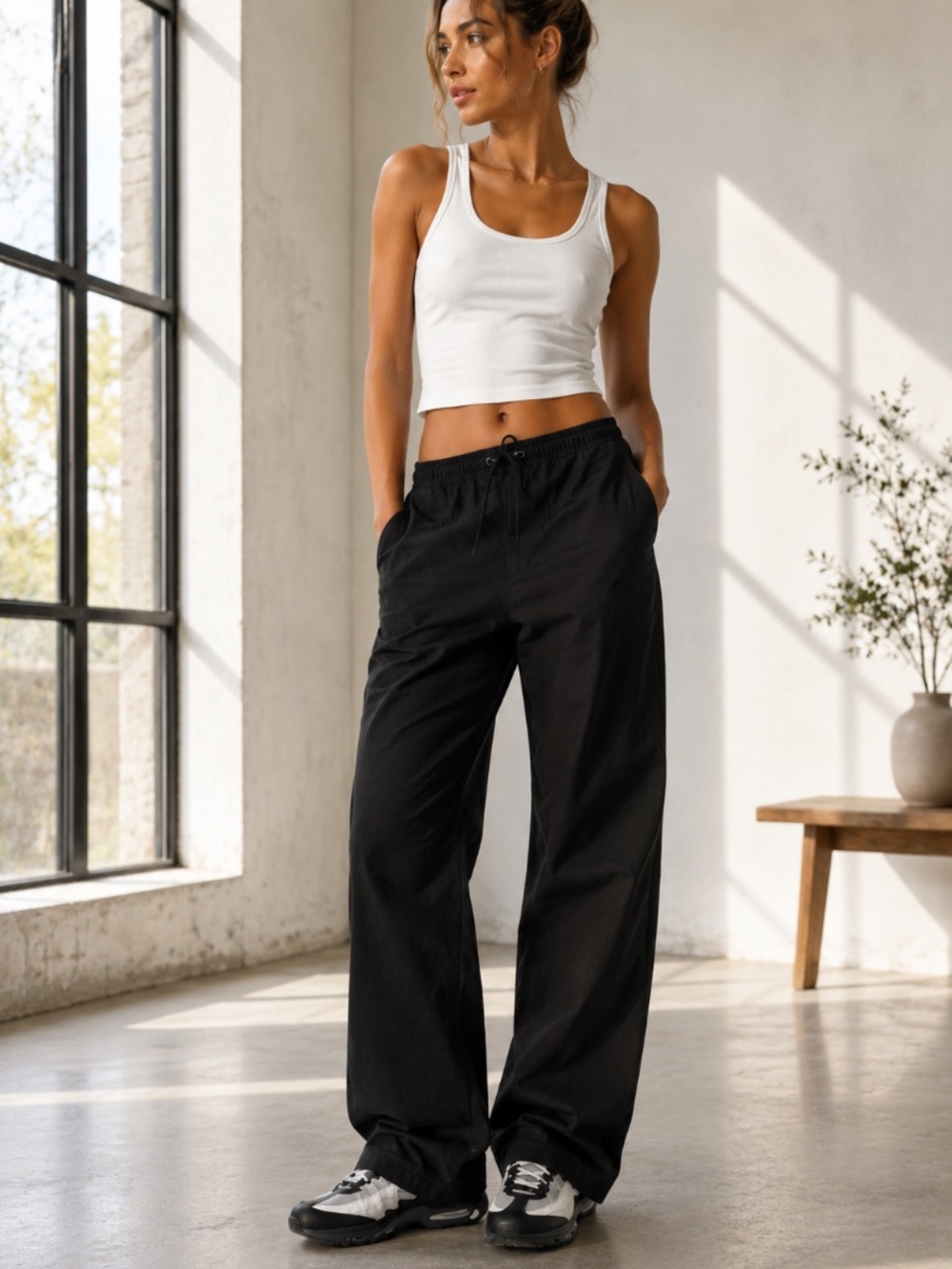 TNA Cache Cargo Pant GD Black Utility Parachute NWT M